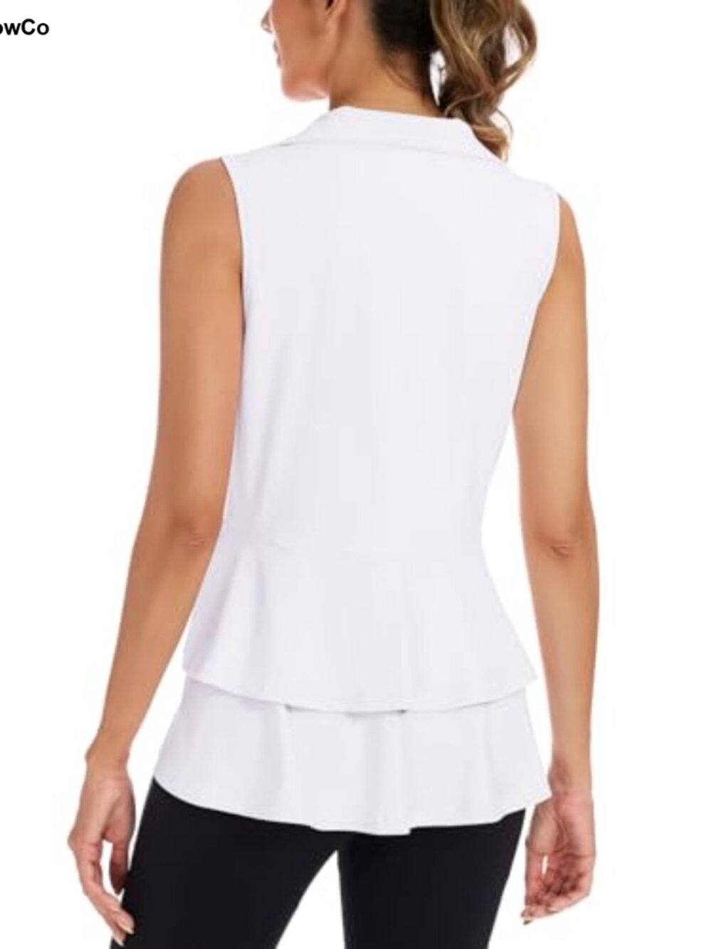 Women's Golf Vest Athletic Zip Up Peplum Hem Deep Pockets Sleeveless